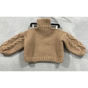 I‎ Love Mr Mittens Sweater Womens XS/S Wool Cable Knit Turtle Neck Brown Heavy